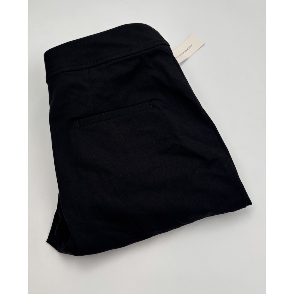 NWT Maeve Anthropologie‎ Women's 10 Black Cotton Wide-Leg Dress Pants